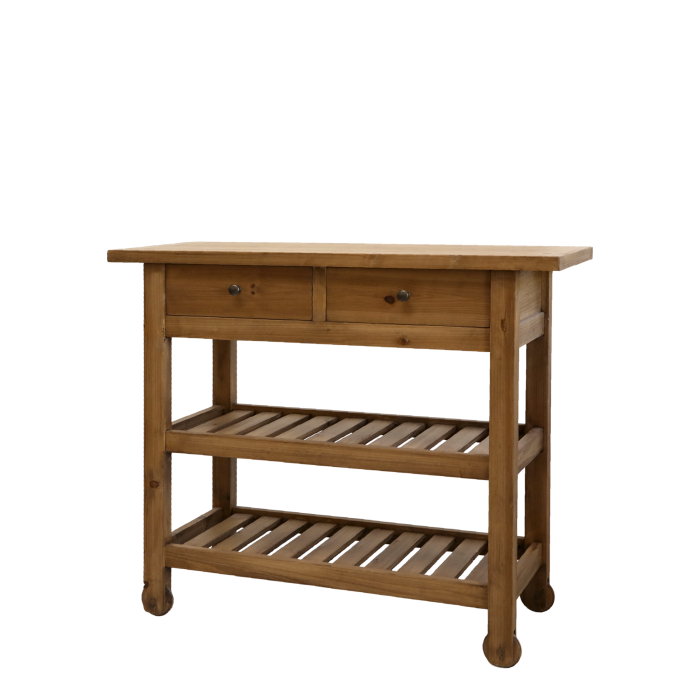 Anrichtetisch / Servierwagen mit Räder H85/L100/B40 cm | natur