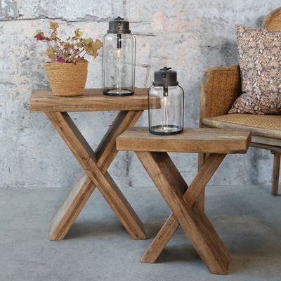 2er Set Grimaud Beistelltisch H59/L50/B25 cm | natur
