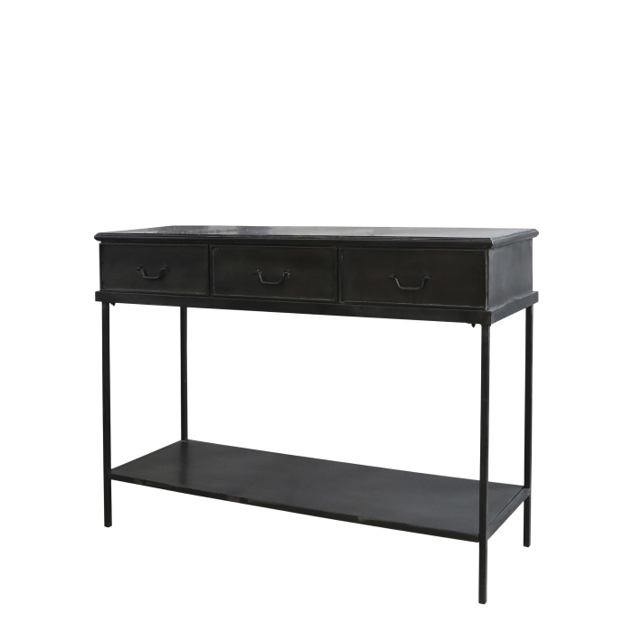 Factory Konsolentisch mit 3 Schubladen H91/L123/B41 cm | antique sort Factory Konsolentisch mit 3 Schubladen H91/L123/B41 cm | antique sort