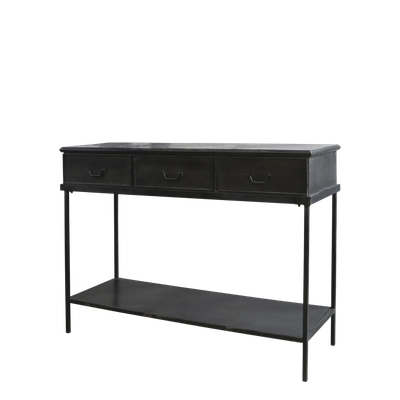 Factory Konsolentisch mit 3 Schubladen H91/L123/B41 cm | antique sort Factory Konsolentisch mit 3 Schubladen H91/L123/B41 cm | antique sort