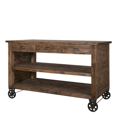 Kücheninsel auf Rädern / Servierwagen H90/L150/B70 cm | natur