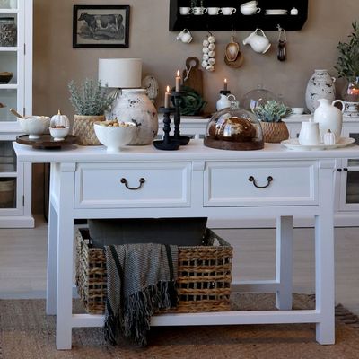 Marseille Anrichtetisch / Konsolentisch / Sideboard mit 2 Schubladen H85/L150/B40 cm | weiss