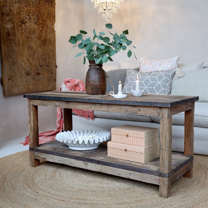 Grimaud Tisch / Wohnzimmertisch mit Regal H56/L123/B49 cm | natur