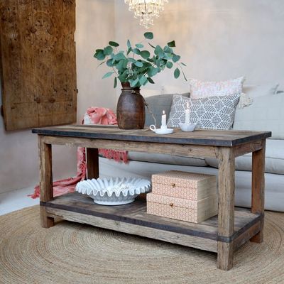 Grimaud Tisch / Wohnzimmertisch mit Regal H56/L123/B49 cm | natur