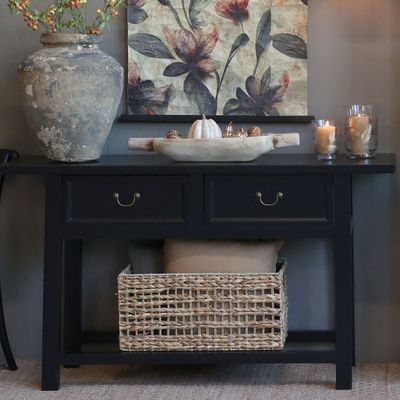 Marseille Anrichtetisch / Konsolentisch / Sideboard mit 2 Schubladen H85/L150/B40 cm | schwarz