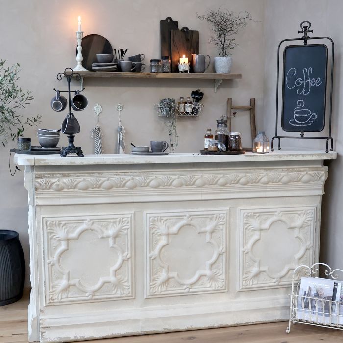 Vintage Theke / Ladentisch / Bar inkl. 1 Ablage H118/L217/B76 cm | antique weiss