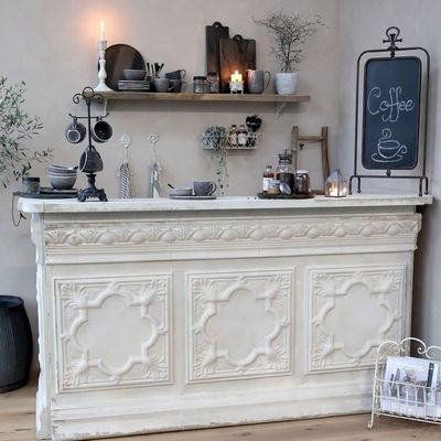 Vintage Theke / Ladentisch / Bar inkl. 1 Ablage H118/L217/B76 cm | antique weiss