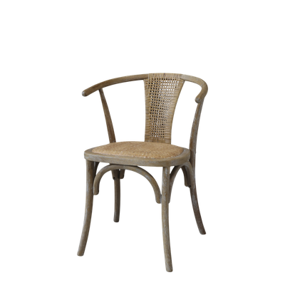 2er Set Französischer Rattan-Esszimmerstuhl m. Geflechtsitz &amp; Lehne H79/L50/B45 cm | natur