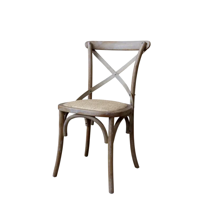 2er Set Französischer Esstischstuhl mit Rattansitz H89/L55/B51 cm | natur