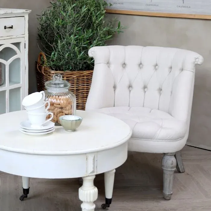 Französischer Sessel in Leinenstoff H71/L67/B66 cm | leinen