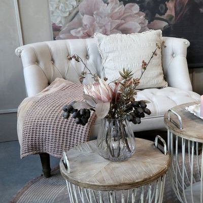 Französisches Sofa in Leinenstoff 2-Sitzer