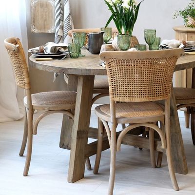 2er Set Rattan-Esszimmerstuhl m. Geflechtsitz & Lehne H88/L45/B40 cm | natur,