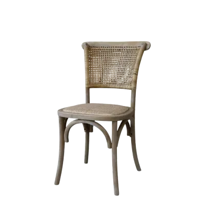 2er Set Rattan-Esszimmerstuhl m. Geflechtsitz &amp; Lehne H88/L45/B40 cm | natur,