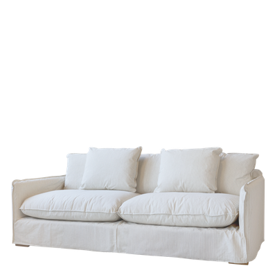 Malo Sofa aus Leinen mit 5 Kissen H75/L220/B95 cm | creme und latte
