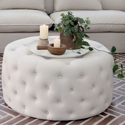 Malo Puff aus Leinen H40/D90 cm | leinen