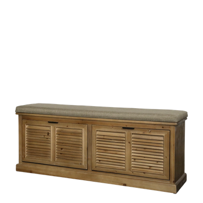 Bank mit Polster und 2 Klappschubladen H50/L110/B30 cm | natur