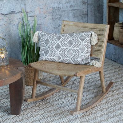 2er Set Rattan-Schaukelstuhl im Boho-Stil H78/L88/B59 cm | natur