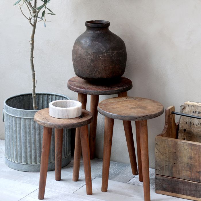 3er Set Grimaud Hocker H38/D26 cm | natur