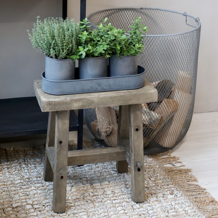 4er Set Hocker, Schemel, Beistelltisch H41/L40/B27 cm | natur