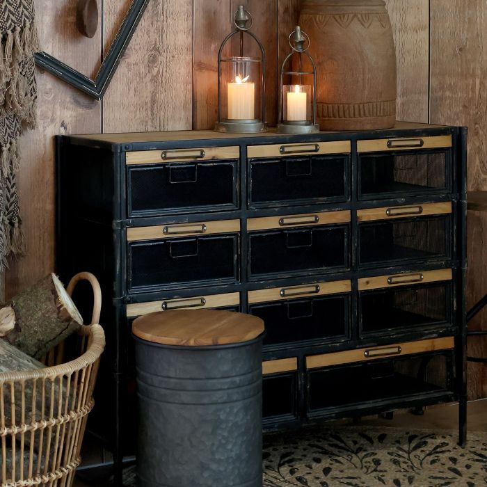 Factory Kommode H86,5/L107/B34 cm | antique schwarz