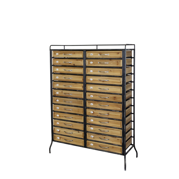 Kommode mit Schubladen H129/L97,5/B36,5 cm | antique schwarz &amp; natur