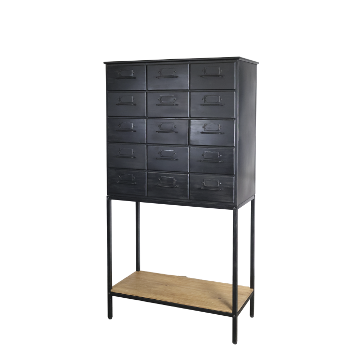 Kommode mit Schubladen und Ablage H146/L75/B40 cm | antique schwarz &amp; natur