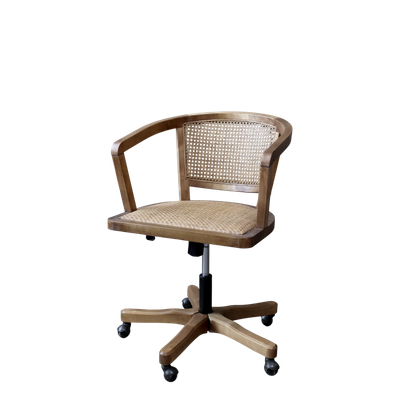 Französischer Bürostuhl mit Rattansitzfläche &amp; -Lehne H80/L60/B60 cm | natur