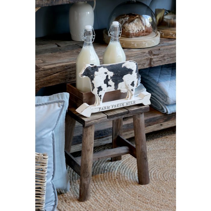 4er Set Hocker / Schemel mit Muster auf Sitz H33/L33/B24 cm | natur