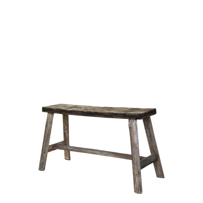 2er Set Bank mit Muster auf Sitz H45/L80/B24 cm | natur
