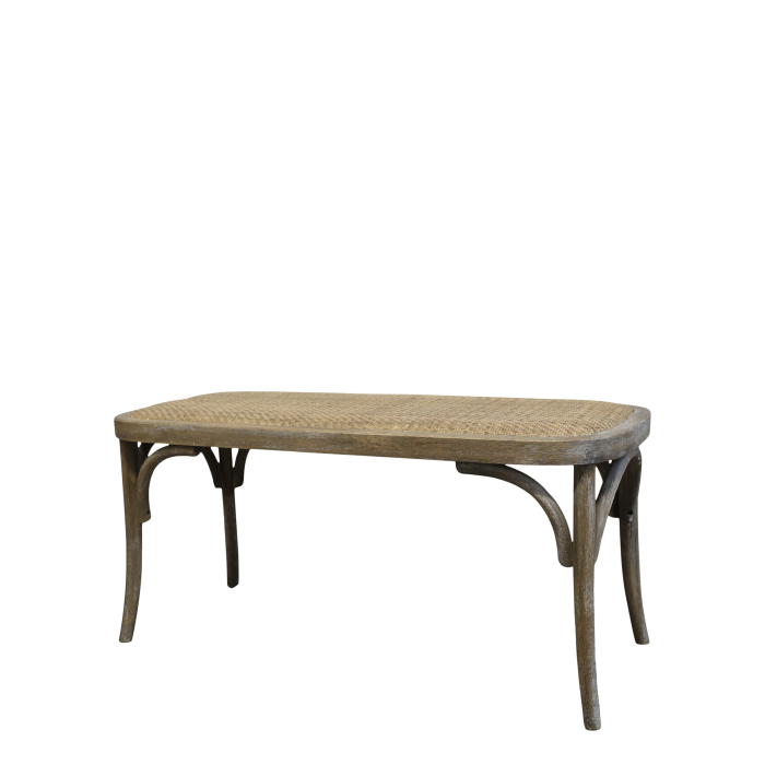 Französische Sitzbank mit Korbgeflecht H46/L100/B42 cm natur
