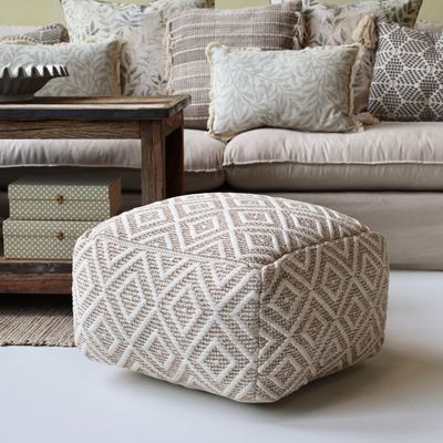 2er Set Lounge Puff mit Muster H35/L50/B50 cm | latte und creme