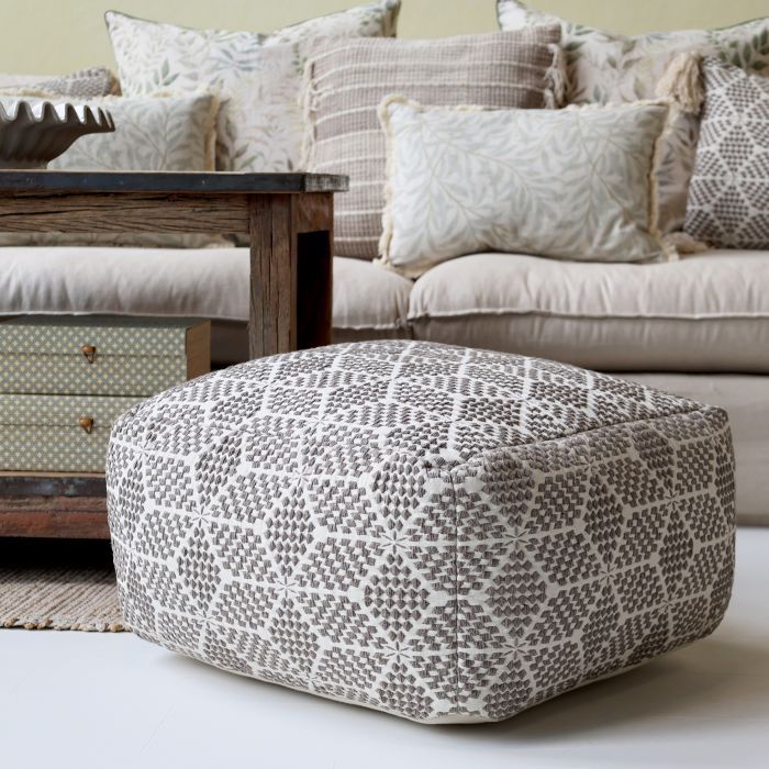 2er Set Lounge Puff mit Muster H35/L50/B50 cm | mokka und creme