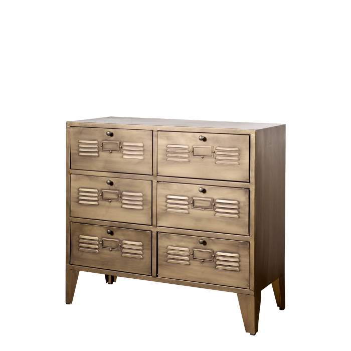 Kommode mit 6 Schubladen H77,5/L70/B34 cm | antique messing