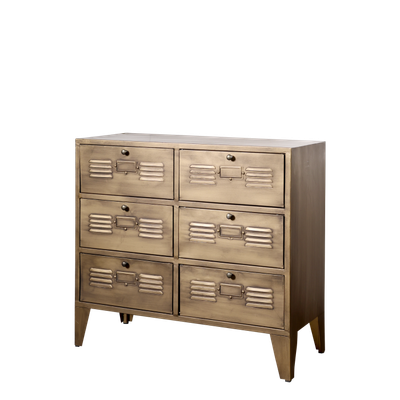 Kommode mit 6 Schubladen H77,5/L70/B34 cm | antique messing