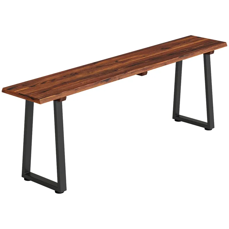 Gartenbank aus Fichtenholz ohne Rückenlehne, trapezförmige Stahlfüsse, 2-Sitzer 150x28x48 cm