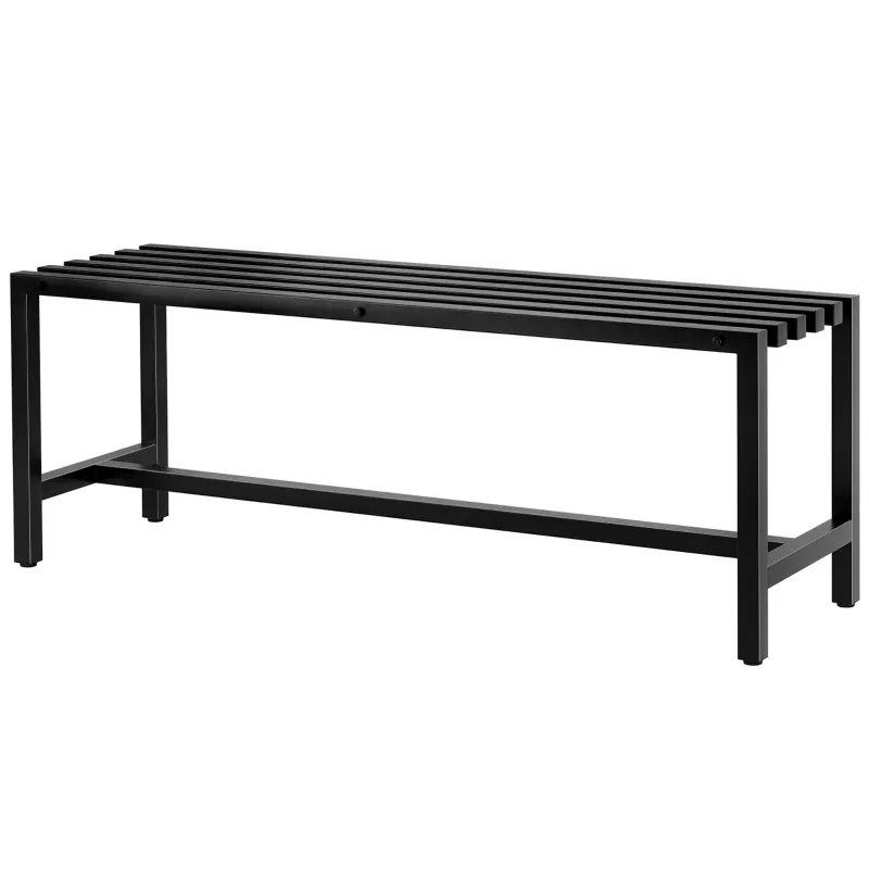 Gartenbank 2 Personen aus verzinktem Stahl, Latten-Sitzfläche, ohne Rückenlehne 117x36x44cm | schwar