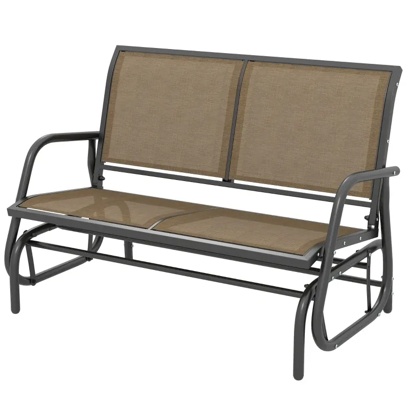 Garten-Schaukelbank für 2 Personen aus Metall und Netzstoff 120x70x85 cm | hellbraun