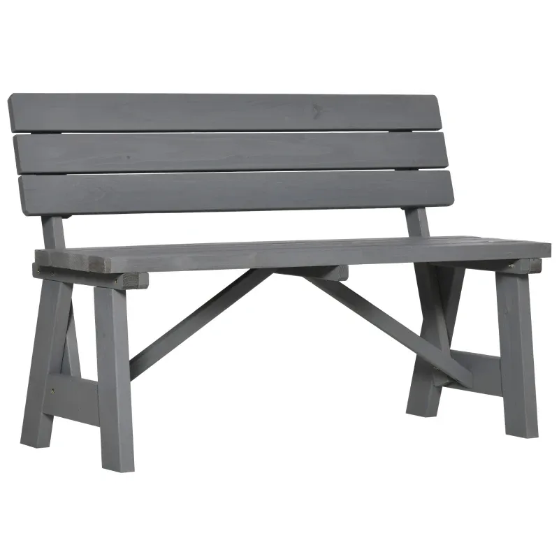 2-Sitzer Gartenbank Holz, wetterfest, UV-Beständig mit Rückenlehnen 116 x 56 x 80 cm | grau