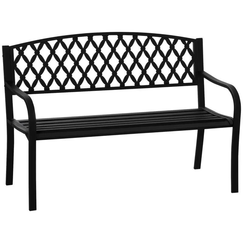 Gartenbank 2 Personen Stahl Gusseisen 128x58,5x89cm | Schwarz