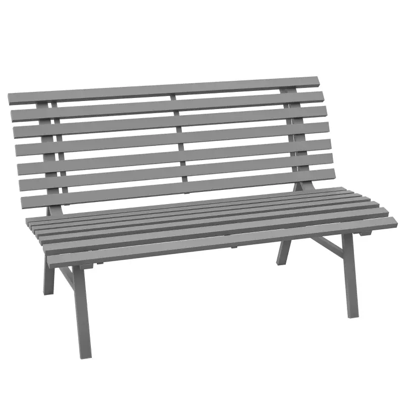 Gartenbank 2-Sitzer Aluminium Lattendesign 123x67x79 cm | Grau