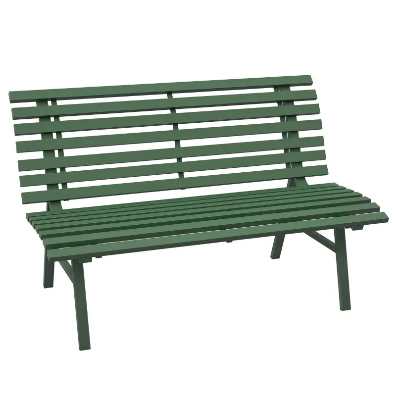 Gartenbank 2-Sitzer Aluminium Lattendesign 123x67x79 cm | Grün