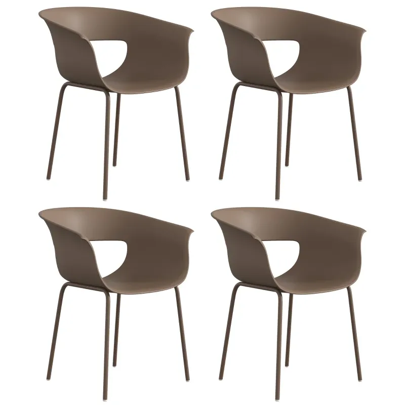 4er Set Gartenstühle ergonomisch Ausschnittdesign | Kaffee
