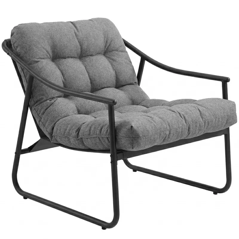 Gartensessel Loungesessel mit Kissen &amp; Armlehne | Dunkelgrau