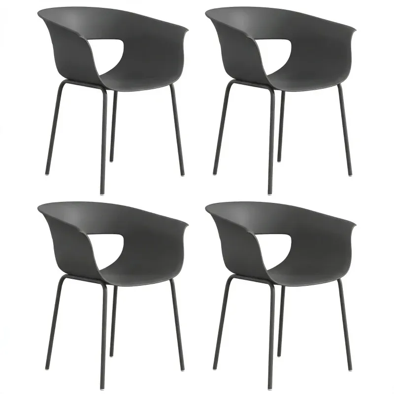 4er Set Gartenstühle ergonomisch Ausschnittdesign | Dunkelgrau