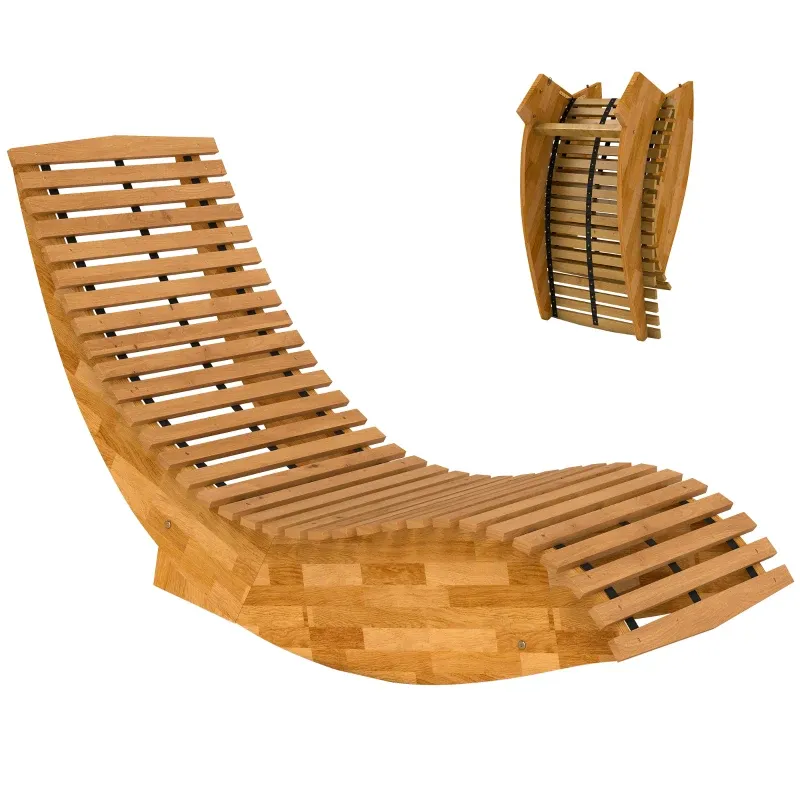 Sonnenliege Schaukelstuhl Akazienholz klappbar S-Form