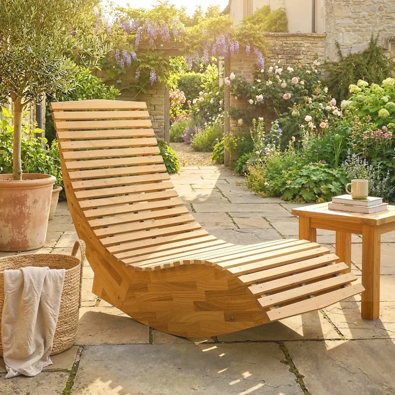 Sonnenliege Schaukelstuhl Akazienholz klappbar S-Form