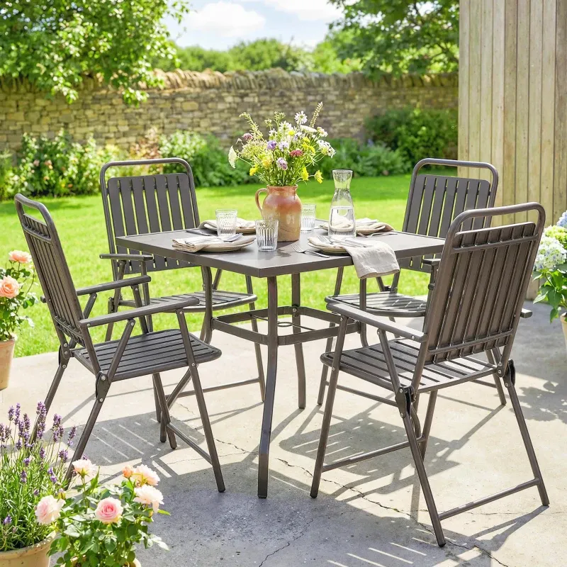 4er Set Klappstühle Gartenstühle Metallrahmen | Marrón