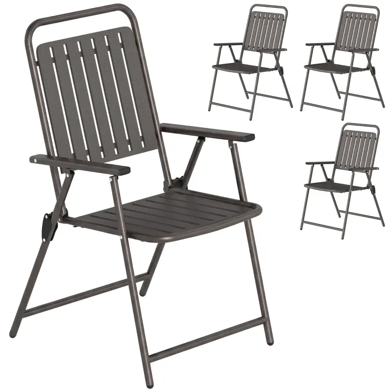 4er Set Klappstühle Gartenstühle Metallrahmen | Marrón