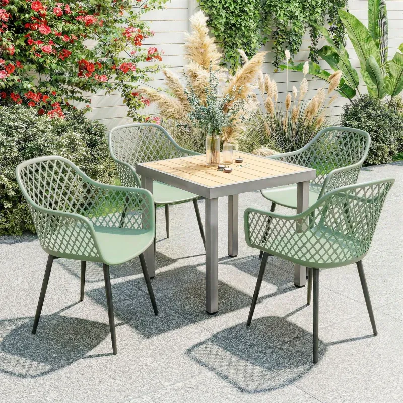 4er Set Gartenstühle diamantförmige Rückenlehne | Grün