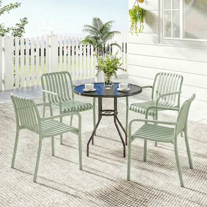 4er-Set Gartenstühle stapelbar PP Armlehnen | Grün